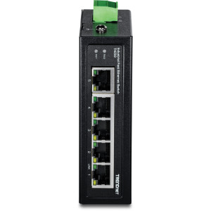 TRENDnet TI-E50 5-Port Ethernet Switch, 5 fast ethernet ports, 1 Gbps switching capacity, DIN-rail/wall mount